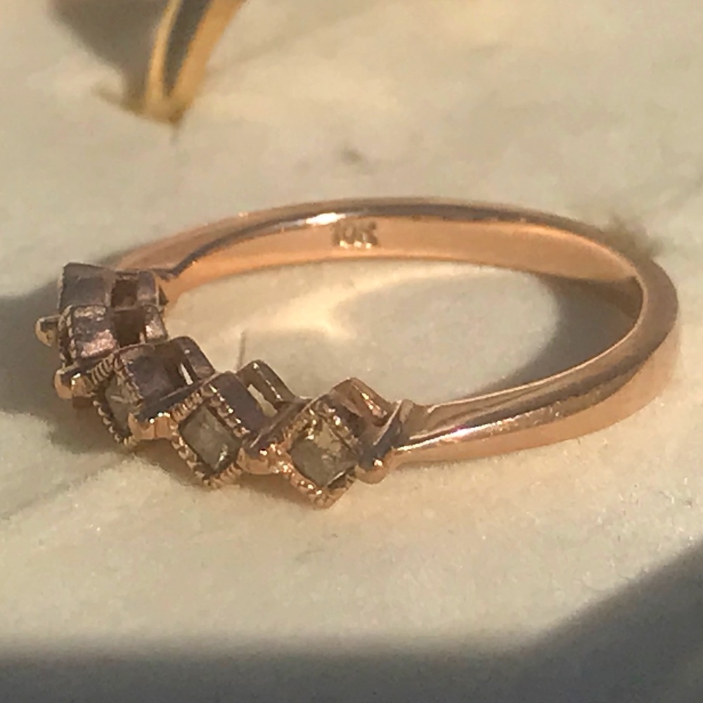 Beautiful 10k Rose Gold Champagne Diamond Ring